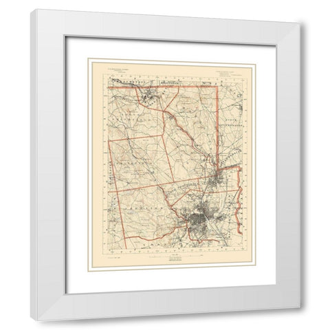 Rhode Island 1 of 10 Sheet - USGS 1891 White Modern Wood Framed Art Print with Double Matting by USGS