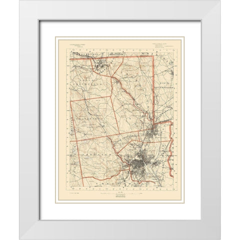 Rhode Island 1 of 10 Sheet - USGS 1891 White Modern Wood Framed Art Print with Double Matting by USGS