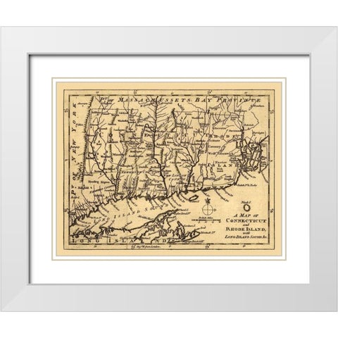 Rhode Island -1776 White Modern Wood Framed Art Print with Double Matting by Unknown