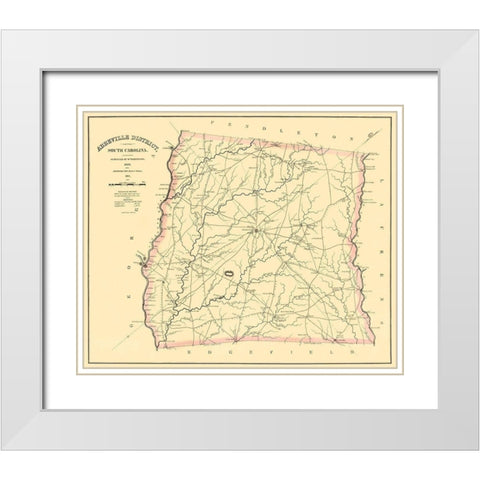 Abbeville South Carolina Landowner - Mills 1825 White Modern Wood Framed Art Print with Double Matting by Mills