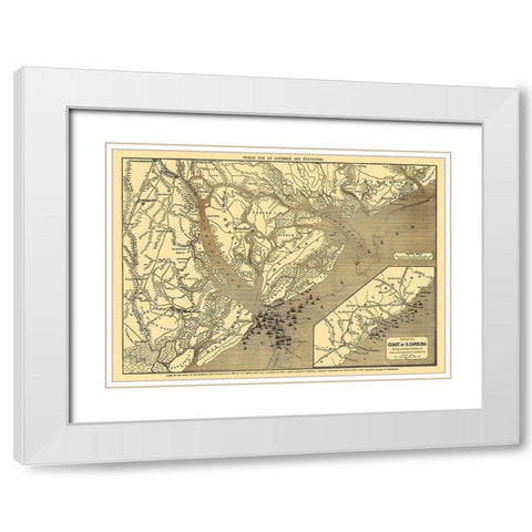 Beaufort, Savannah, Charleston South Carolina White Modern Wood Framed Art Print with Double Matting by Colton