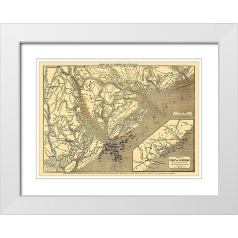 Beaufort, Savannah, Charleston South Carolina White Modern Wood Framed Art Print with Double Matting by Colton