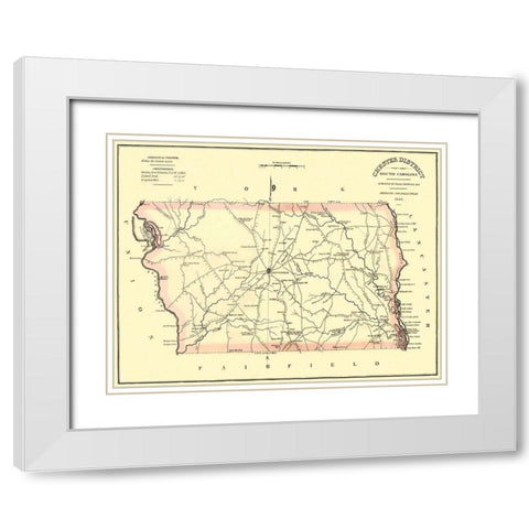 Chester South Carolina Landowner - Mills 1825 White Modern Wood Framed Art Print with Double Matting by Mills