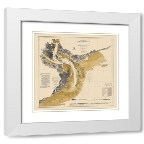 Charleston Harbor - Ricketts 1864 White Modern Wood Framed Art Print with Double Matting by Ricketts