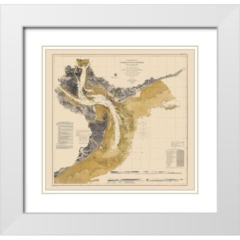 Charleston Harbor - Ricketts 1864 White Modern Wood Framed Art Print with Double Matting by Ricketts