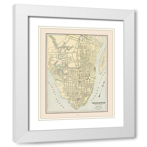 Charleston  South Carolina - Cram 1892 White Modern Wood Framed Art Print with Double Matting by Cram