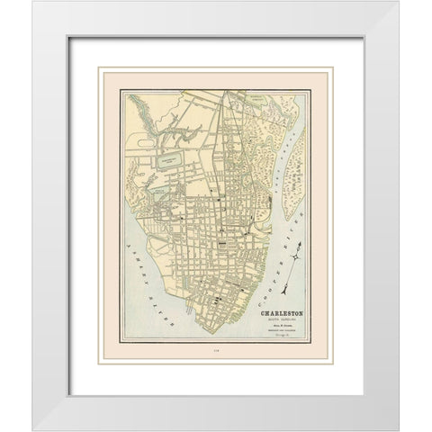 Charleston  South Carolina - Cram 1892 White Modern Wood Framed Art Print with Double Matting by Cram