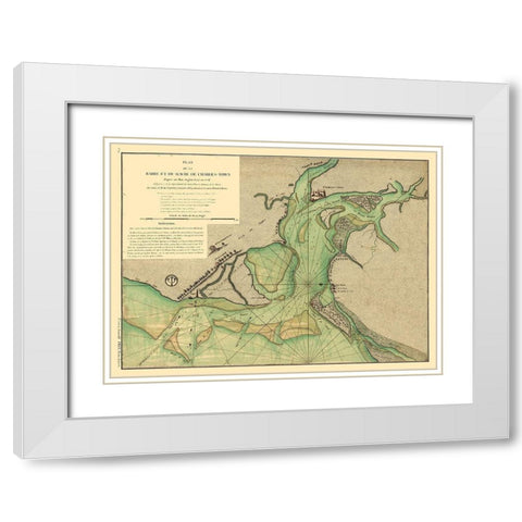 Charleston South Carolina - Sartine 1778  White Modern Wood Framed Art Print with Double Matting by Sartine
