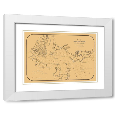 Charleston Harbor South Carolina - Elliot 1861  White Modern Wood Framed Art Print with Double Matting by Elliot