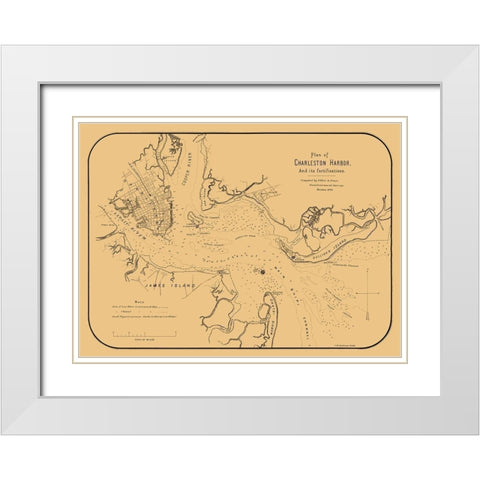 Charleston Harbor South Carolina - Elliot 1861  White Modern Wood Framed Art Print with Double Matting by Elliot