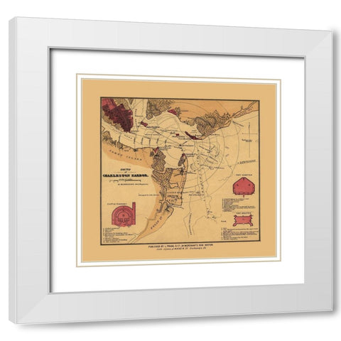 Charles Town South Carolina - Williams 1860  White Modern Wood Framed Art Print with Double Matting by Williams