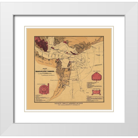 Charles Town South Carolina - Williams 1860  White Modern Wood Framed Art Print with Double Matting by Williams