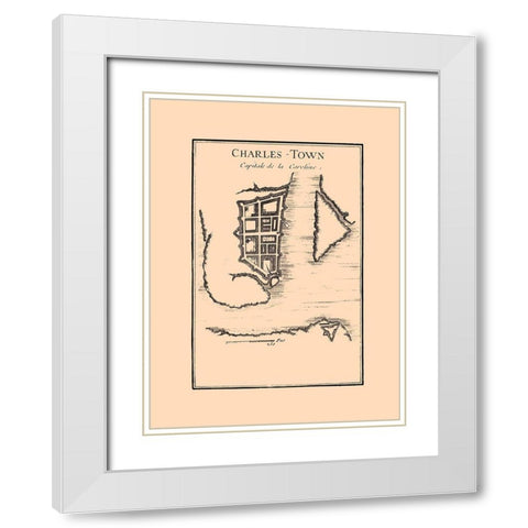 Charles Town South Carolina -1780 White Modern Wood Framed Art Print with Double Matting by Unknown