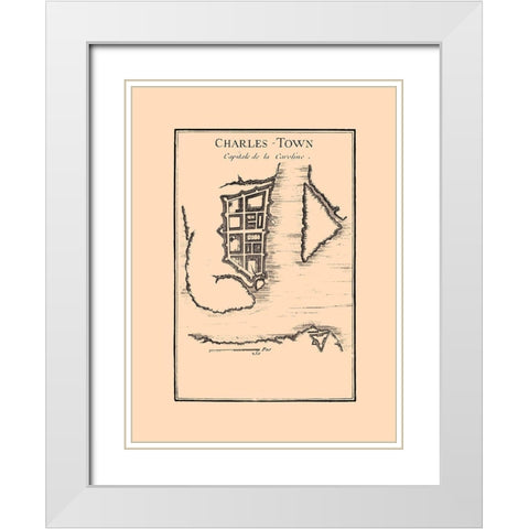 Charles Town South Carolina -1780 White Modern Wood Framed Art Print with Double Matting by Unknown