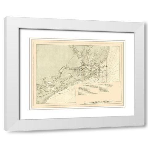 Charles Town South Carolina -Sproule 1780  White Modern Wood Framed Art Print with Double Matting by Sproule