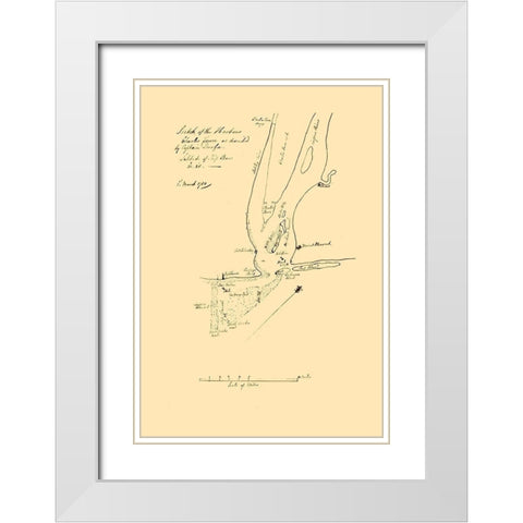 Charles Townn South Carolina - Durfee 1780  White Modern Wood Framed Art Print with Double Matting by Durfee