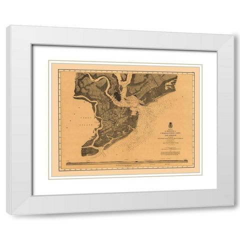 Charleston Defenses - US Army 1860  White Modern Wood Framed Art Print with Double Matting by US Army