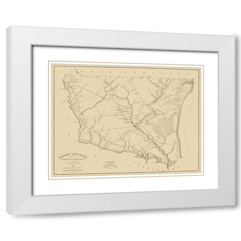 Horry South Carolina Landowner - Mills 1825 White Modern Wood Framed Art Print with Double Matting by Mills