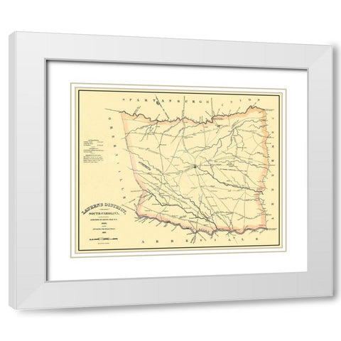 Laurens South Carolina Landowner - Mills 1825 White Modern Wood Framed Art Print with Double Matting by Mills