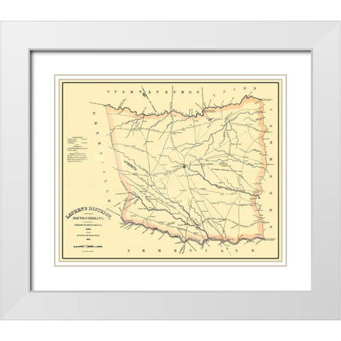 Laurens South Carolina Landowner - Mills 1825 White Modern Wood Framed Art Print with Double Matting by Mills