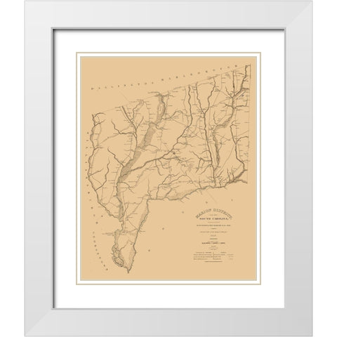 Marion County South Carolina - Harlee 1825  White Modern Wood Framed Art Print with Double Matting by Harlee