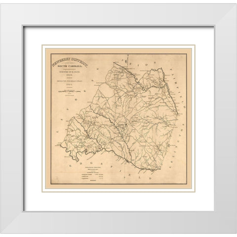 Newberry South Carolina - Coate 1825  White Modern Wood Framed Art Print with Double Matting by Coate