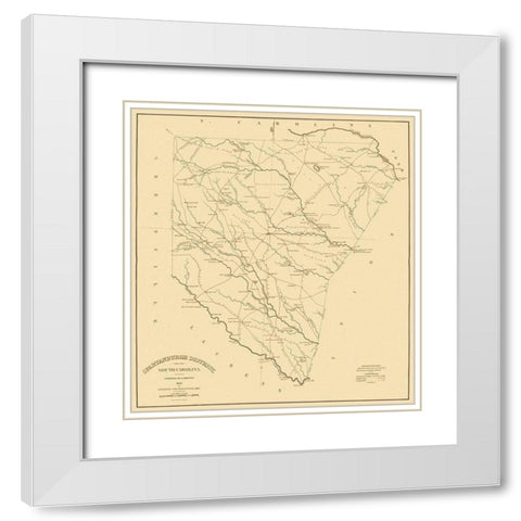Spartanburgh South Carolina Landowner - Mills 1825 White Modern Wood Framed Art Print with Double Matting by Mills
