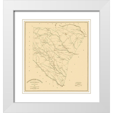 Spartanburgh South Carolina Landowner - Mills 1825 White Modern Wood Framed Art Print with Double Matting by Mills