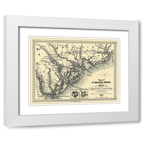 St Helena Sound - Williams 1861 White Modern Wood Framed Art Print with Double Matting by Williams