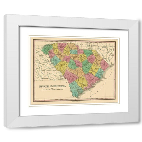 South Carolina - Finley 1831 White Modern Wood Framed Art Print with Double Matting by Finley