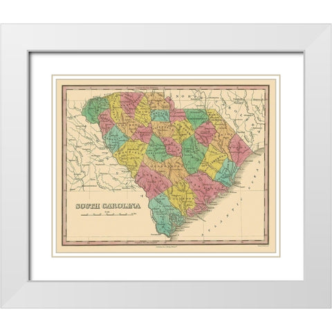 South Carolina - Finley 1831 White Modern Wood Framed Art Print with Double Matting by Finley
