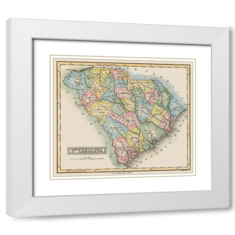 South Carolina - Lucas 1823 White Modern Wood Framed Art Print with Double Matting by Lucas