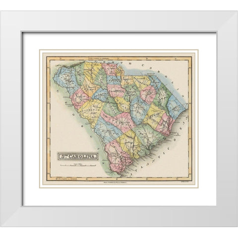 South Carolina - Lucas 1823 White Modern Wood Framed Art Print with Double Matting by Lucas