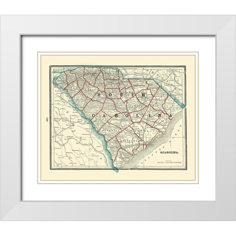 South Carolina - Rathbun 1893 White Modern Wood Framed Art Print with Double Matting by Rathbun