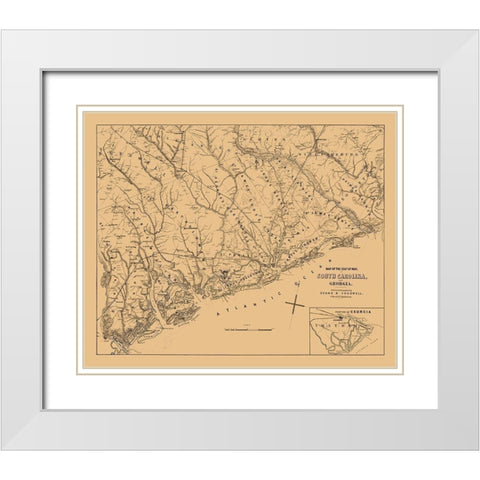 South Carolina - Cogswell 1861  White Modern Wood Framed Art Print with Double Matting by Cogswell