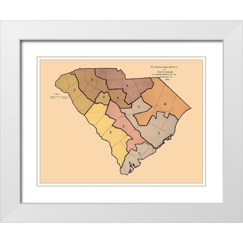 South Carolina -1882 White Modern Wood Framed Art Print with Double Matting by Unknown