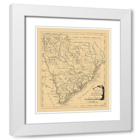 South Carolina -1779 White Modern Wood Framed Art Print with Double Matting by Unknown