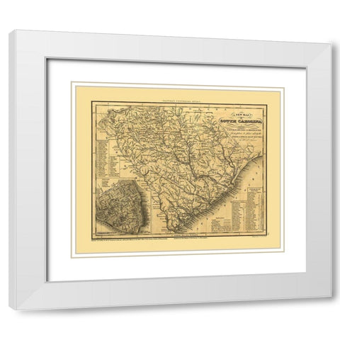 South Carolina - Tanner 1836  White Modern Wood Framed Art Print with Double Matting by Tanner