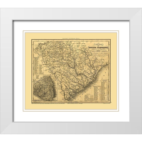 South Carolina - Tanner 1836  White Modern Wood Framed Art Print with Double Matting by Tanner