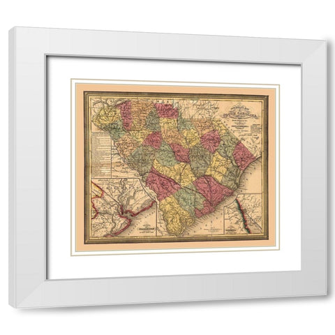 South Carolina - Mitchell 1849  White Modern Wood Framed Art Print with Double Matting by Mitchell