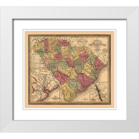 South Carolina - Mitchell 1849  White Modern Wood Framed Art Print with Double Matting by Mitchell