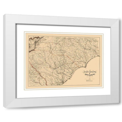 South Carolina - Bache 1865  White Modern Wood Framed Art Print with Double Matting by Bache