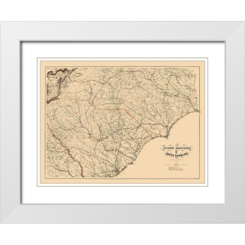 South Carolina - Bache 1865  White Modern Wood Framed Art Print with Double Matting by Bache