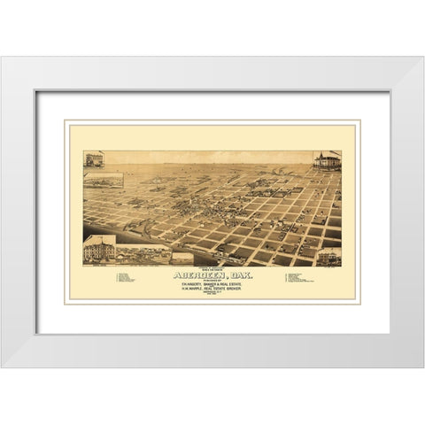Aberdeen South Dakota - Wellge 1883 White Modern Wood Framed Art Print with Double Matting by Wellge