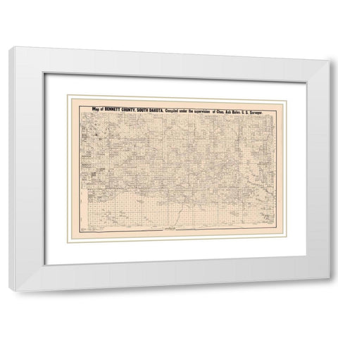 Bennett County South Dakota - Bates 1910  White Modern Wood Framed Art Print with Double Matting by Bates