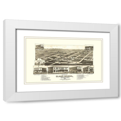 Clark South Dakota - Stoner 1883 White Modern Wood Framed Art Print with Double Matting by Stoner