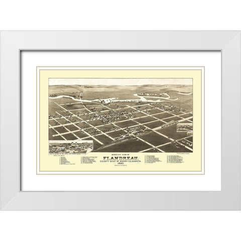 Flandreau South Dakota - Stoner 1883 White Modern Wood Framed Art Print with Double Matting by Stoner
