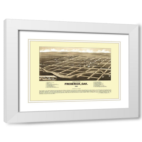 Frederick South Dakota - Campau 1883 White Modern Wood Framed Art Print with Double Matting by Campau