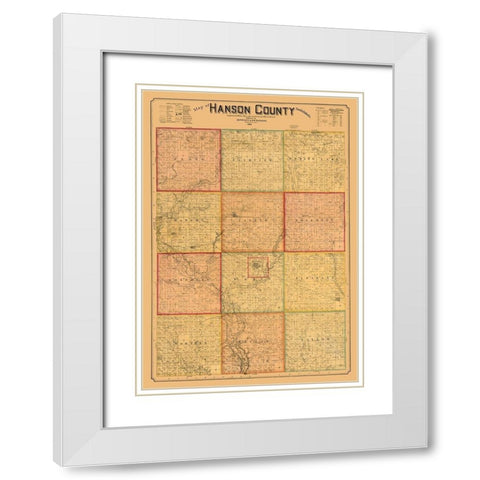 Hanson County South Dakota - Peterson 1893  White Modern Wood Framed Art Print with Double Matting by Peterson