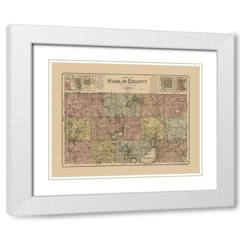 Hamlin County South Dakota - Peterson 1897  White Modern Wood Framed Art Print with Double Matting by Peterson